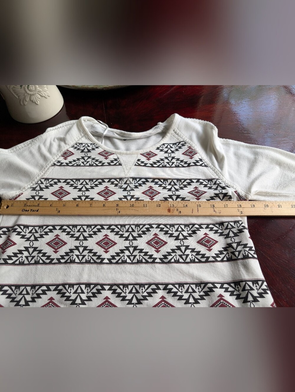 Pendleton Cream Long-Sleeve Dress with Black and Burgundy Aztec Stripe - Picture 4 of 7